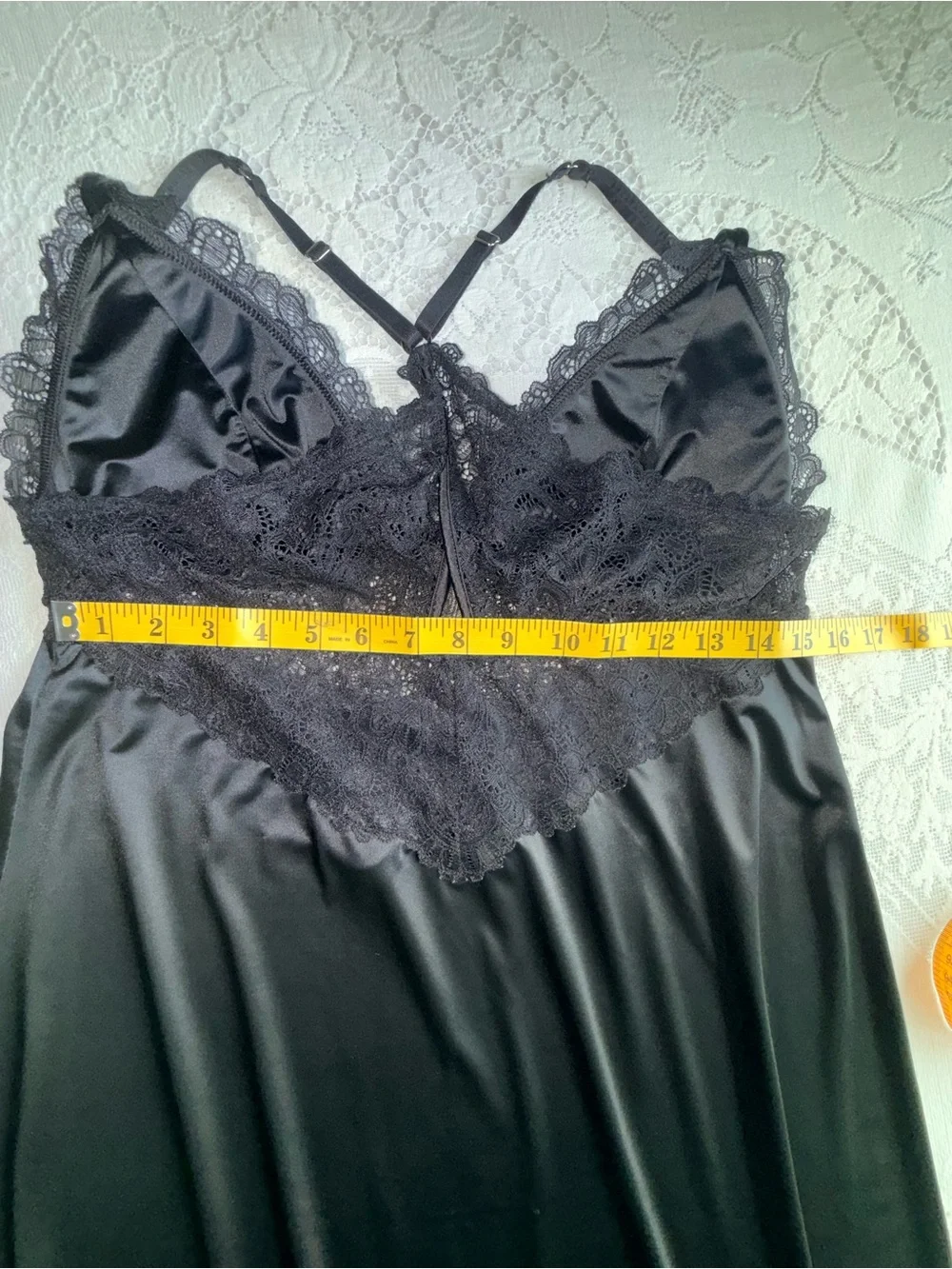 SOMA Black Lace Chemise Maxi Nightgown Slip Dress Strappy Racerback Sz L